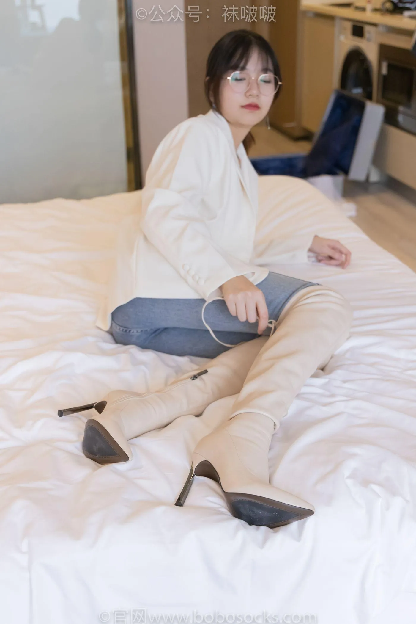 [BoBoSocks袜啵啵]NO.050 小甜豆-高跟长靴、白棉袜 [175P]插图9